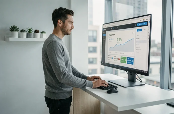 Entrepreneur travaillant sur la refonte de son site web pour améliorer son activité sur Internet