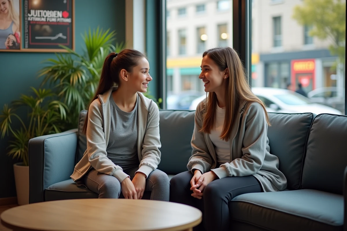 Fille adolescente assise avec sa mère dans l